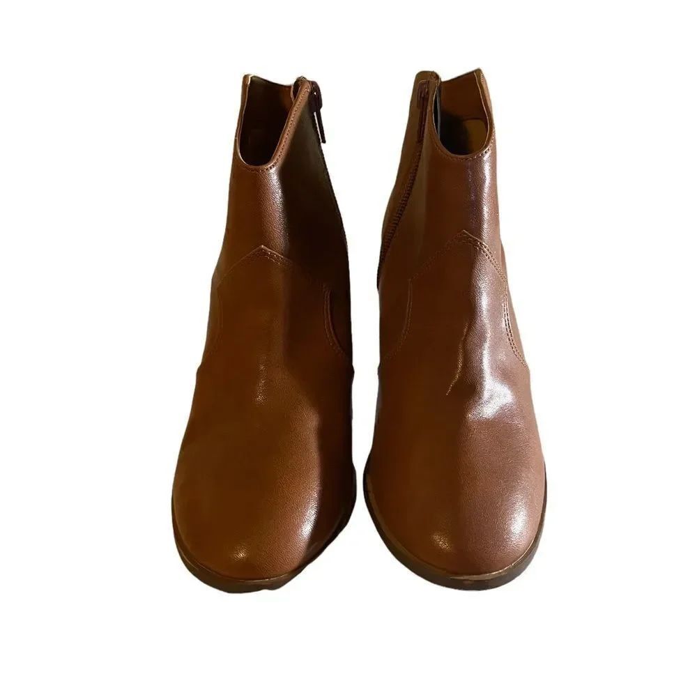 NWOT Bp Women's Boots Jett Cognac Brown Leather Ankle Boots Block size 6M